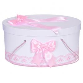 Cutie trusou botez dantela roz si fundite asortate, denikos® 811