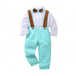 Costum elegant cu papion bleu cu crem (marime disponibila: 2 ani)