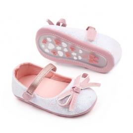 Pantofiori albi cu sclipici (marime disponibila: 3-6 luni (marimea 18