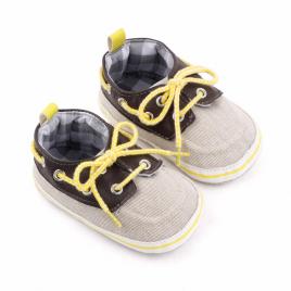 Pantofiori gri cu maro tip mocasini (marime disponibila: 6-9 luni (marimea 19