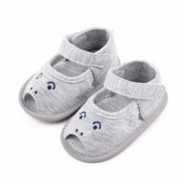 Sandalute gri pentru baietei - animalut (marime disponibila: 0-3 luni)