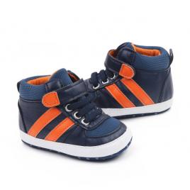 Adidasi bleumarine cu dungi portocalii (marime disponibila: 3-6 luni (marimea