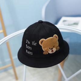 Palariuta neagra din denim - bear (marimi palarii - sepci: 9-12 luni)