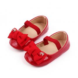 Pantofiori cu fundita, rosii din lac (marime disponibila: 3-6 luni (marimea 18