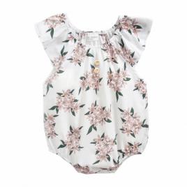 Salopeta alba bufanta - buchete de floricele (marime disponibila: 18-24 luni)