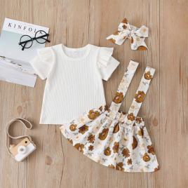Sarafan cu bluzita alba pentru fetite - flowers (marime disponibila: 12-18 luni