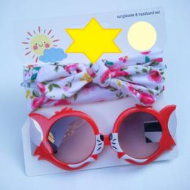 Set bentita si ochelari de soare - sunny roses (marime disponibila: 6-12 luni