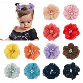 Clama pentru fetite - floricica cu bulinute (culoare: maro)