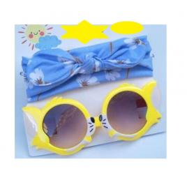 Set bentita si ochelari de soare - white flowers (marime disponibila: 6-12 luni