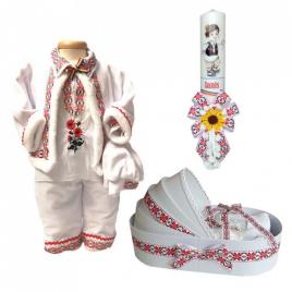Set hainute botez, trusou si lumanare personalizata, decor traditional,