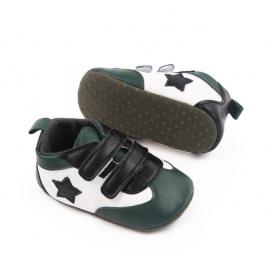 Adidasi albi cu verde - steluta (marime disponibila: 3-6 luni (marimea 18