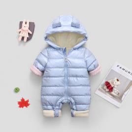 Combinezon bleu sidefat din fas pentru baietei (marime disponibila: 12-18 luni