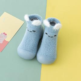 Mocasini bleu cu talpa antiderapanta - happy face (marime disponibila: marimea