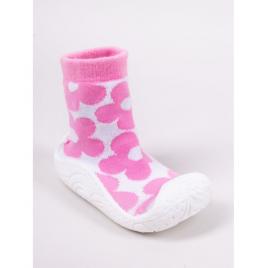 Mocasini pentru copii cu talpă antiderapantă – design cu flori roz (marime