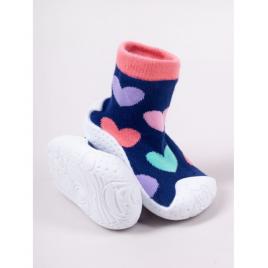 Mocasini pentru copii cu talpă antiderapantă – model cu inimioare colorate