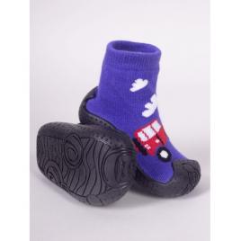 Mocasini pentru copii cu talpă antiderapantă – model mașină de pompieri roșie