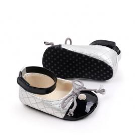 Pantofiori eleganti argintiu cu negru pentru bebelusi (marime disponibila: 6-9