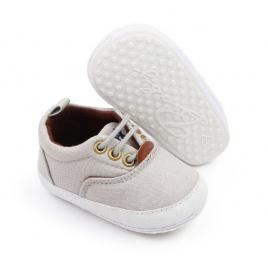 Pantofiori gri cu sireturi pentru bebelusi (marime disponibila: 6-9 luni