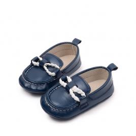 Pantofiori tip mocasini, bleumarin, cu fir alb impletit (marime disponibila:
