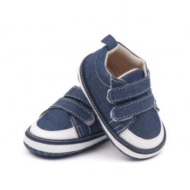 Tenisi denim cu barete cu arici pentru bebelusi (marime disponibila: 3-6 luni