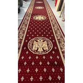 Traversa model bisericesc 15032 210, festonata, latime 150 cm, rosu grena