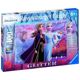 Puzzle cu sclipici frozen ii elsa si anna 100 piese