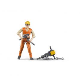 Figurina muncitor constructii cu accesorii bruder