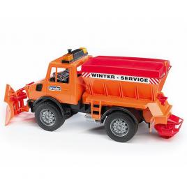 Jucarie utilaj zapada mercedes benz unimog cu plug bruder