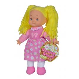 Papusa flower dolly din material textil 38 cm cu parul galben