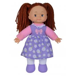 Papusa flower dolly din material textil 38 cm cu parul maroniu