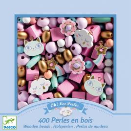 Set 400 margele din lemn curcubeu djeco