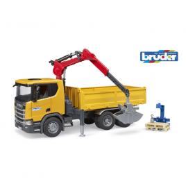 Camion de constructii bruder scania super 560r cu macara si 2 paleti