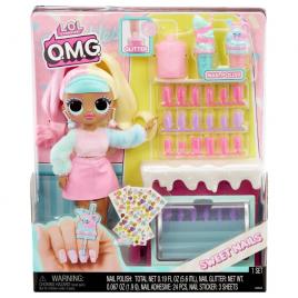 Set papusa cu accesorii l.o.l. surprise! omg sweet nails candylicious sprinkles shop