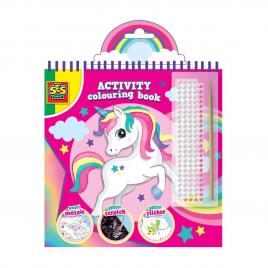 Carte de colorat cu activitati 3 in 1 unicorn