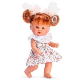 Papusa bomboncin cu rochita cu guleras alb 20cm