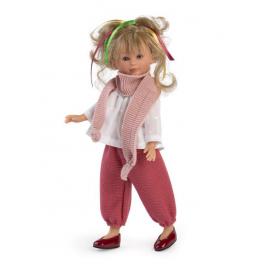 Papusa celia cu pantaloni rosii si camasa alba 30cm