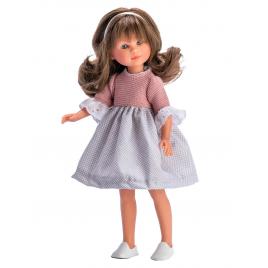 Papusa celia cu rochita gri cu roz 30cm