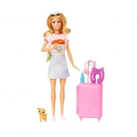 Papusa barbie cu accesorii voiaj