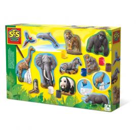 Set pentru copii cu mulaj si pictura cu animale din jungla