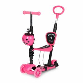 Trotineta 5 in 1 cu sezut si 3 roti cu led ecotoys ym-sw-6 - roz