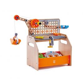 Jucarie din lemn hape - banc de lucru stiintific 58 piese