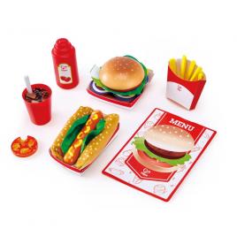 Set de joaca fast-food din lemn hape 27 piese