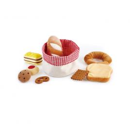 Set de joaca hape - cos cu patiserie din material textil 9 piese