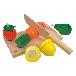 Set de joaca din lemn - legume si fructe de taiat