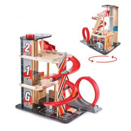 Set de joaca din lemn hape - garaj cu cascadorii gearhead