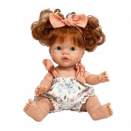 Papusa nines d'onil joy cu parul roscat, fundita roz, miros de vanilie, 37 cm