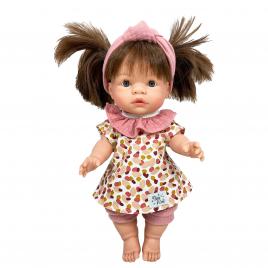 Papusa nines d'onil joy cu parul saten, bentita roz si miros de vanilie 37 cm