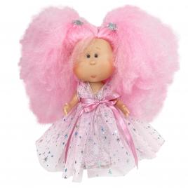 Papusa nines d'onil mia candy cu parul roz, articulatii si miros de vanilie 30 cm