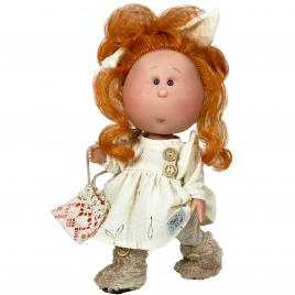 Papusa nines d'onil mia cu parul roscat prins, articulatii si miros de vanilie 30 cm