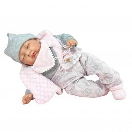 Papusa nines d'onil snow nou-nascut cu sunete si ochii inchisi, ambalata in cutie, cu miros de vanilie, 45 cm